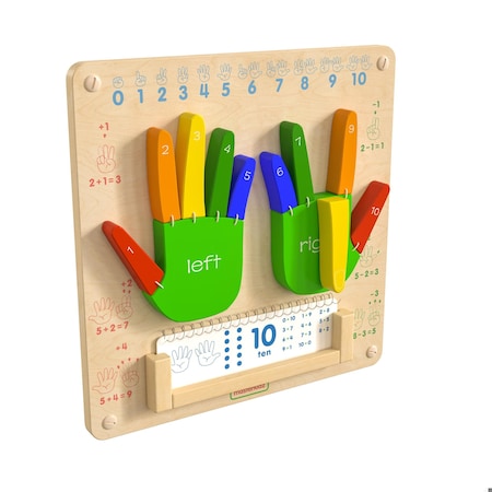 Flash Furniture Bright Beginnings Commercial Grade STEAM Wall Activity Board with Natural Finish and Multicolor Accents, Counting MK-ME09524-GG